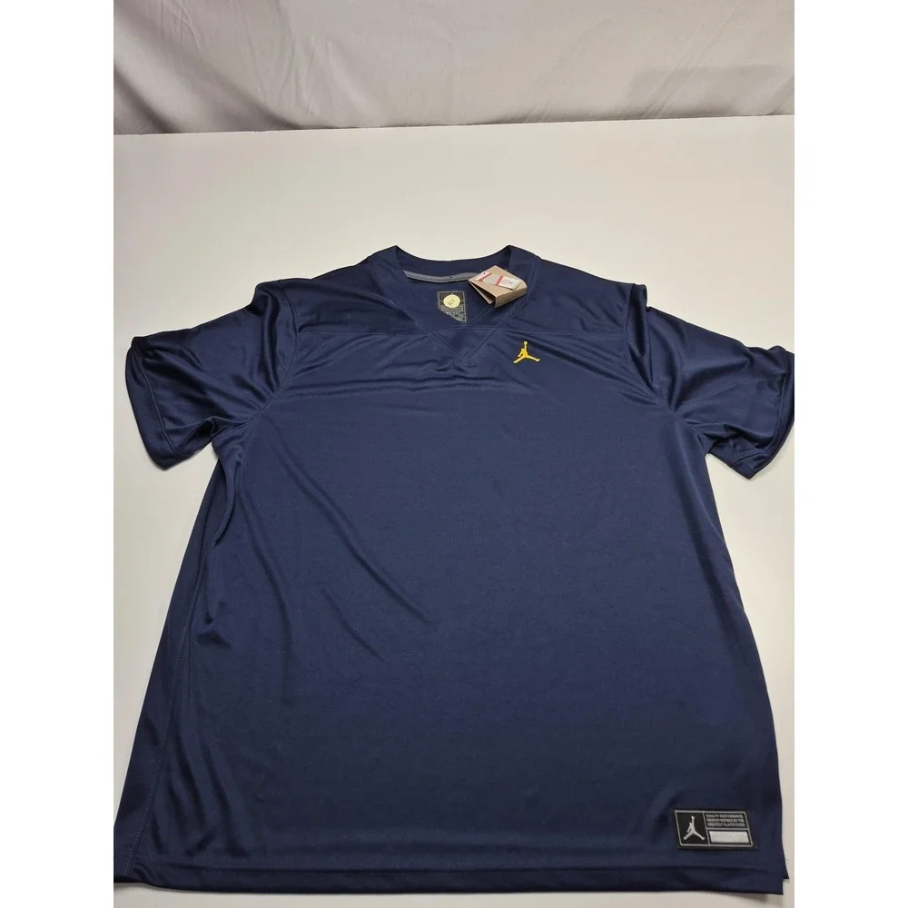 Wolverines Jordan Dri-FIT Shirt Mens 2XL Blue Short Sleeve Football Jersey